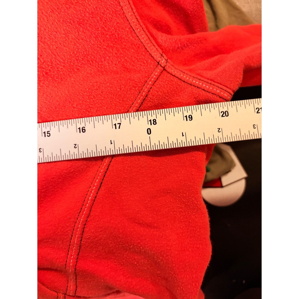 Y2K Nike Womens Full Zip Hoodie Orange Red Script Logo Fleece Sweatshirt Large - Picture 5 of 5